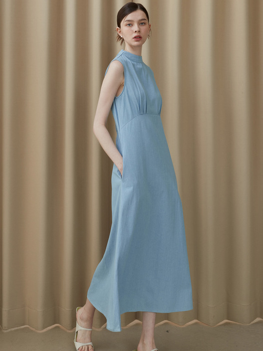 amr1273 denim maxi dress  (2color)