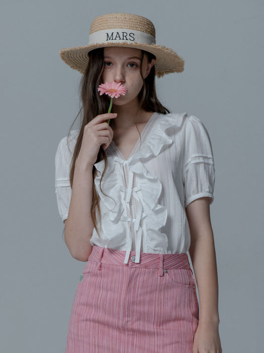 FRILL LACE RIBBON BLOUSE_IVORY