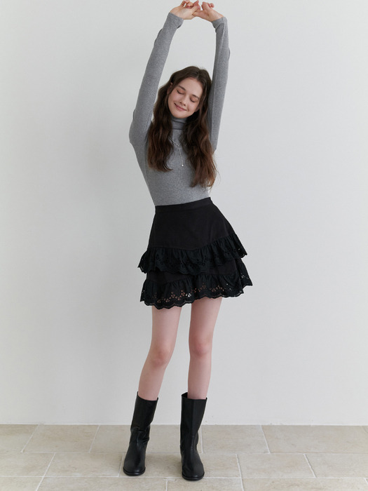 Cheese mini skirt (black)