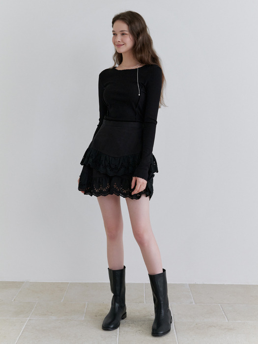 Cheese mini skirt (black)