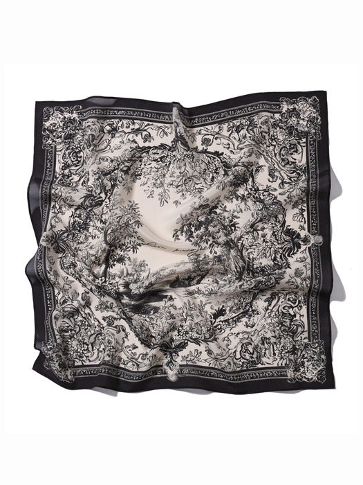 FLORIS SILK SCARF_BLACK