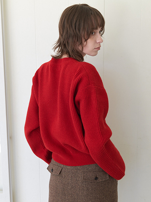 Series Line - Cashmere Drop Round knit_RED