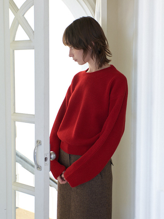 Series Line - Cashmere Drop Round knit_RED