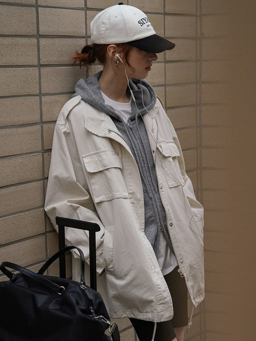 SIKN2135 루즈 핏 니트 후드 집업_Melange gray