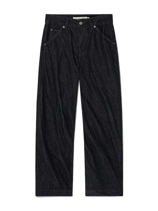 STITCH POINT CRINKLE DENIM PANTS IN BLACK - Image 3