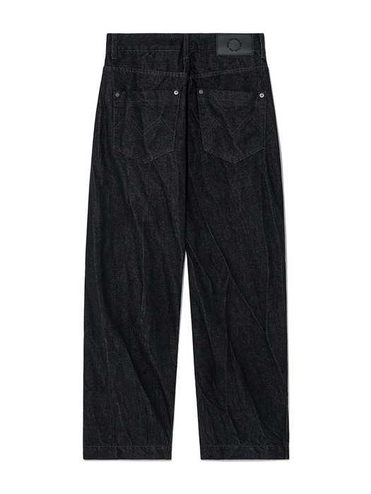 STITCH POINT CRINKLE DENIM PANTS IN BLACK - Image 2