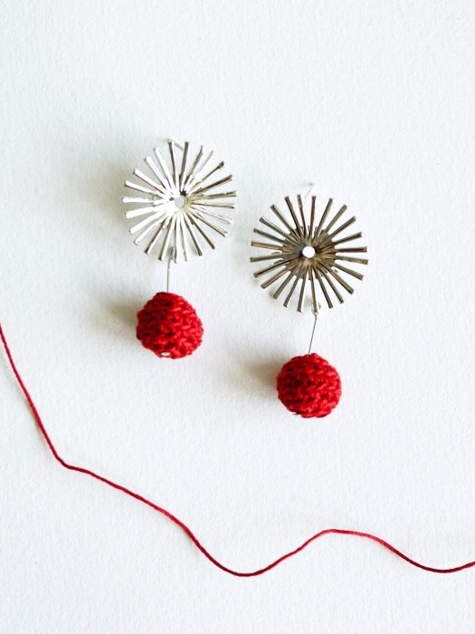 Time and Space (RED) knit earring