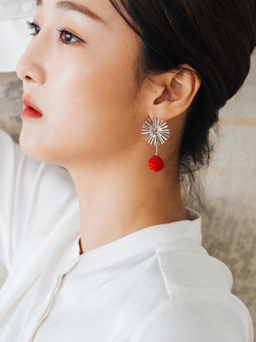 Time and Space (RED) knit earring