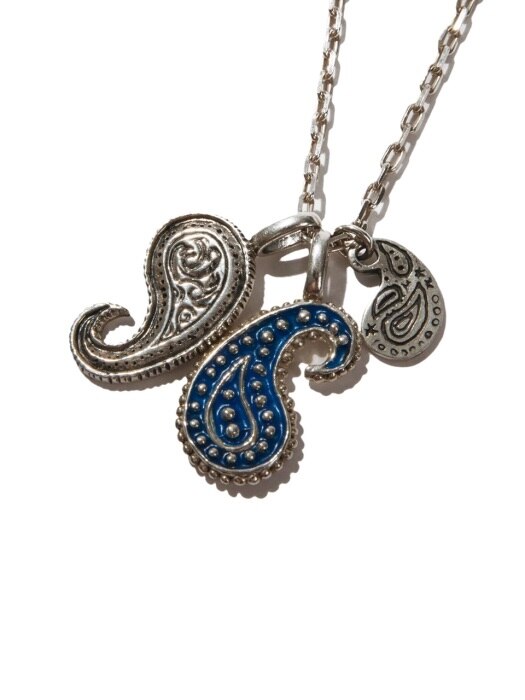 Paisley pendant x 3 necklace (silver,blue)