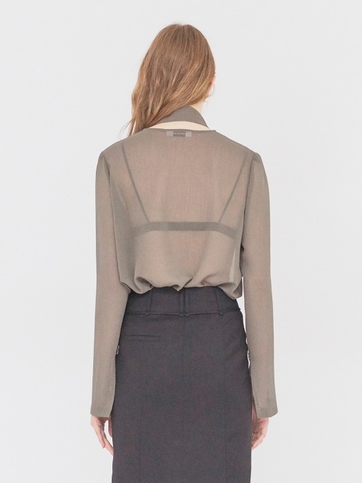 19SS SHEER BLOUSE WITH BELT MAJOR BROWN