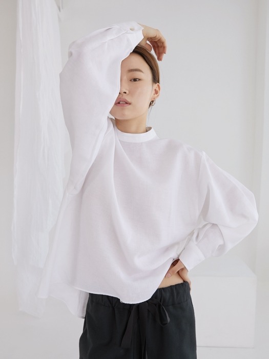 Linen oversize blouse_Ivory