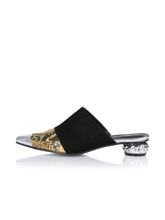 Adora sandals / 19PF-S401 Silver+Yellow Python+Black