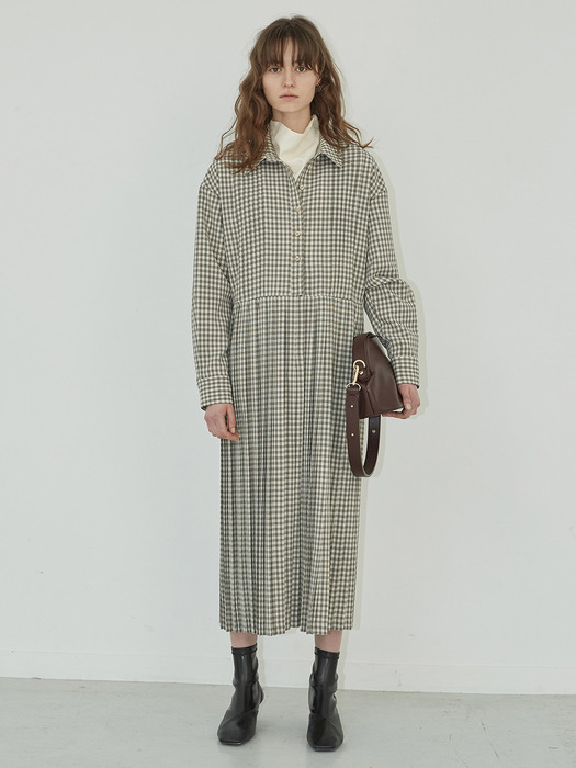19FW PLEATED DRESS - CHECK