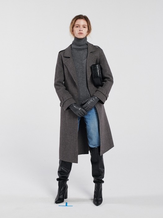 CHECK HANDMADE COAT GREY