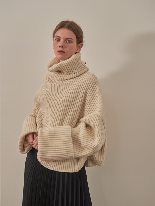 OVERSIZE LAMBSWOOL KNIT [IVORY]