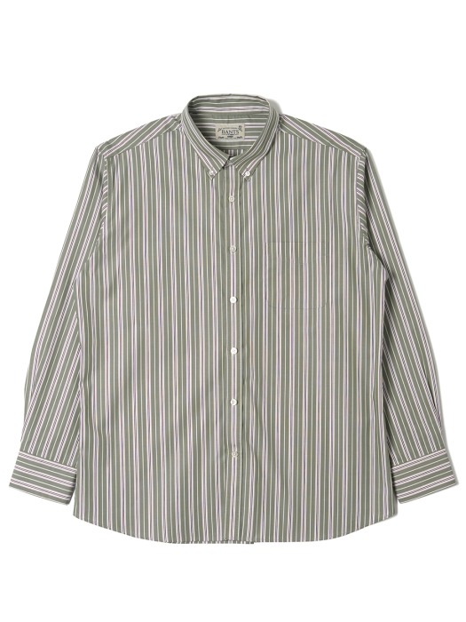 BANTS OSF Stripe Broadcloth B.D Shirt - Green