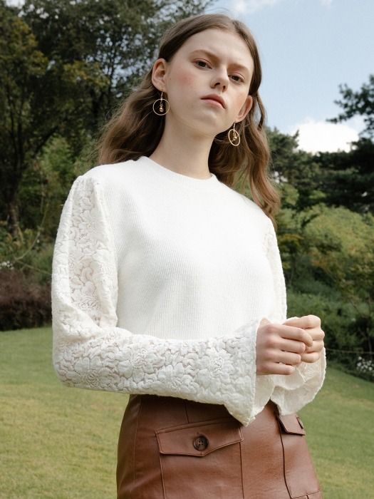 monts 1012 knit lace blouse (ivory)