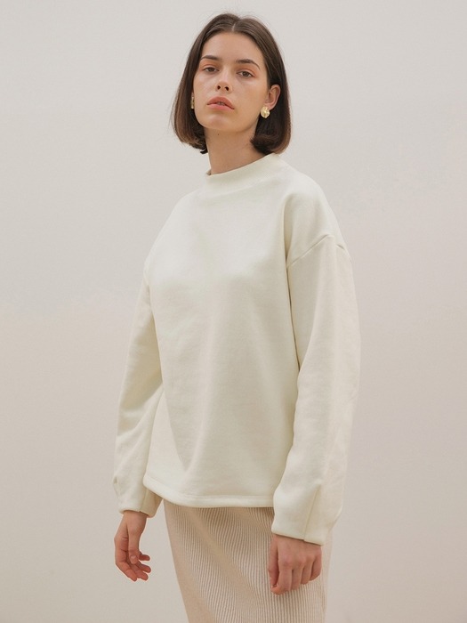 Mock Neck Sweat Shirt - Ivory