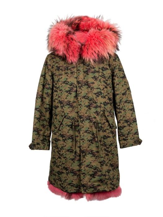 Essential Raccoon Fur Parka [Pink]