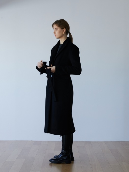 Wool Basic Coat-Black