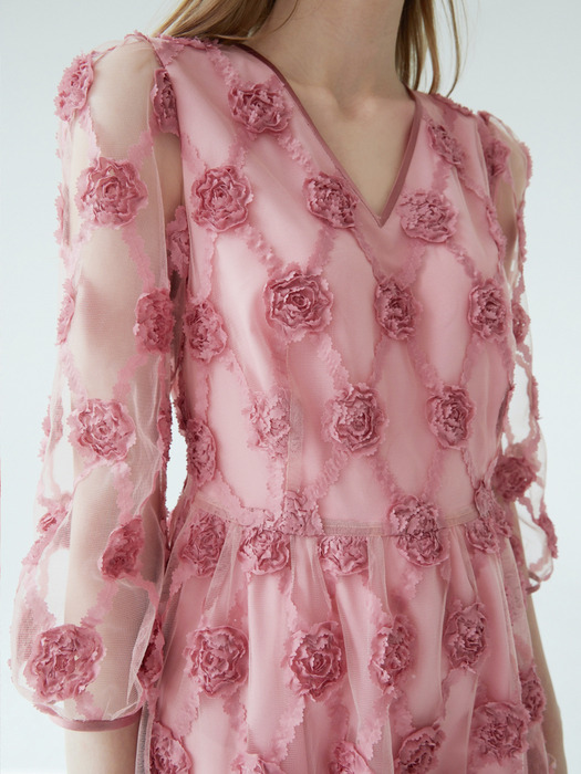 Rose garden lace dress (Pink)