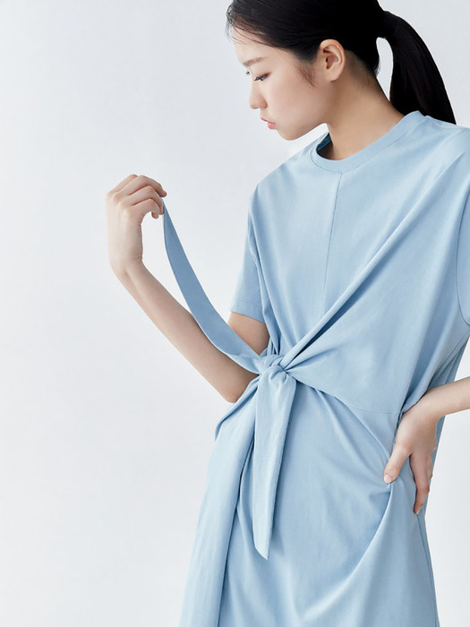 Draping Tied Jersey Dress - Blue (KE0371M06Q)