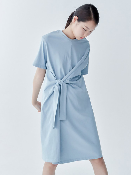 Draping Tied Jersey Dress - Blue (KE0371M06Q)