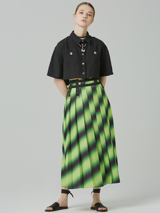 COLOR-ADE PLEATED SKIRT_GREEN