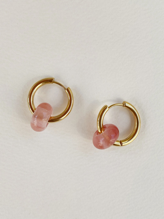 Gem donut hoop earring (Pink)