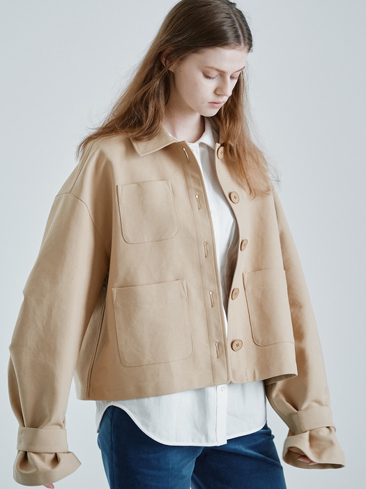 ROMANTIC CROPPED TRENCH [BEIGE]