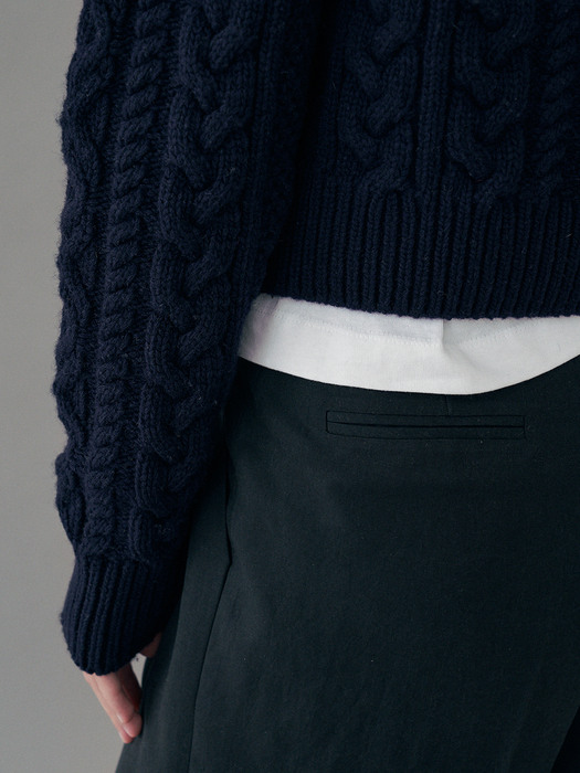 Noa Cable Crop Knit / Navy