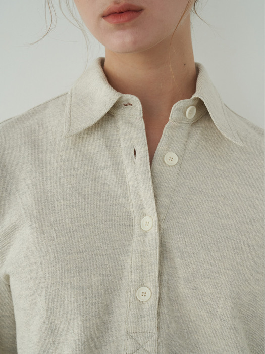 Cotton collar top (light grey)