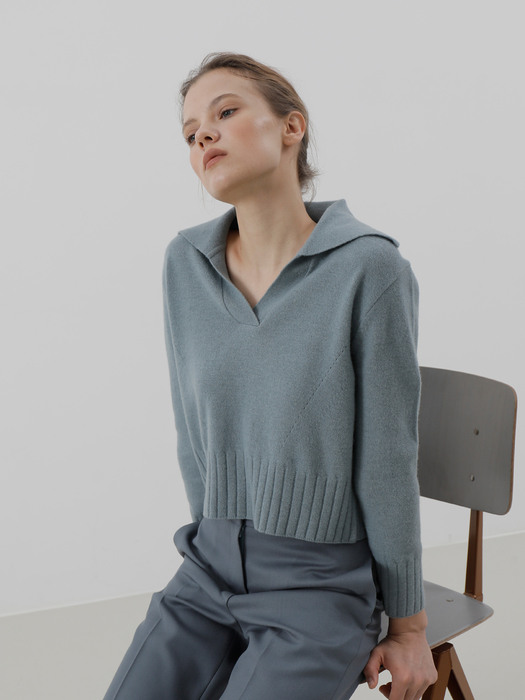 Cashmere wool-blended sweater_Blue