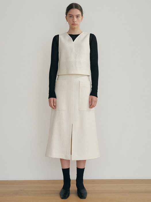 wool slit pocket skirt (ivory)