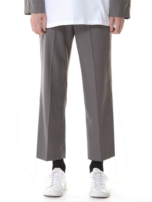 Cropped Straight Trousers(GRAY)