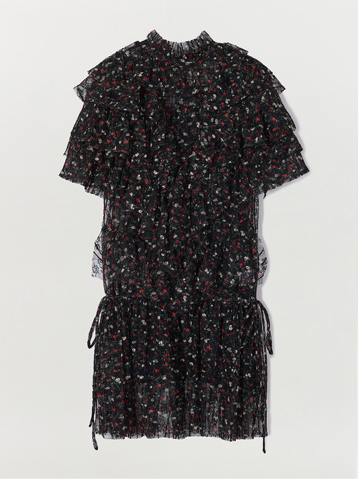 QUINTA Floral-Print Ruffled Dress - Black Multi