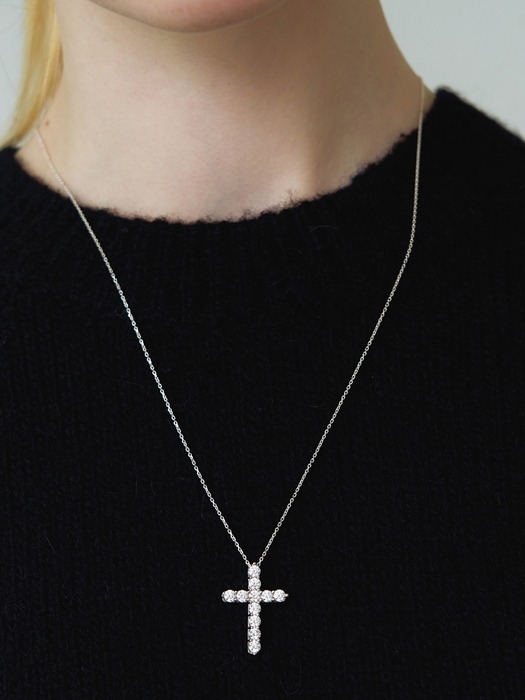 [Silver] Bold Cubic Cross Necklace