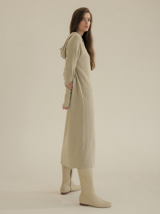 warm knit hoody one-piece(CREAM)