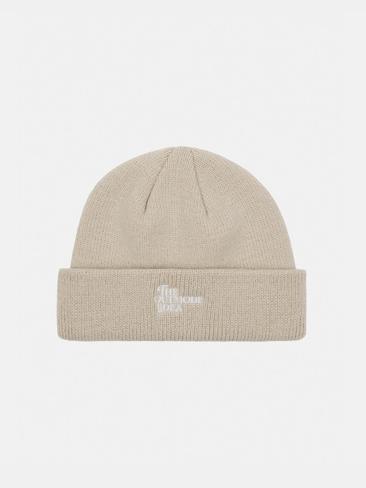  SOLID LETTERING BEANIE - BEIGE