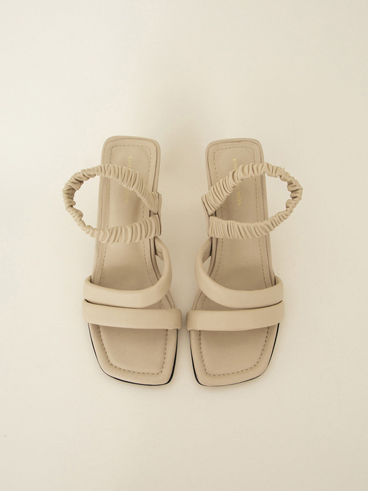 Ruched Strap Sandals Beige