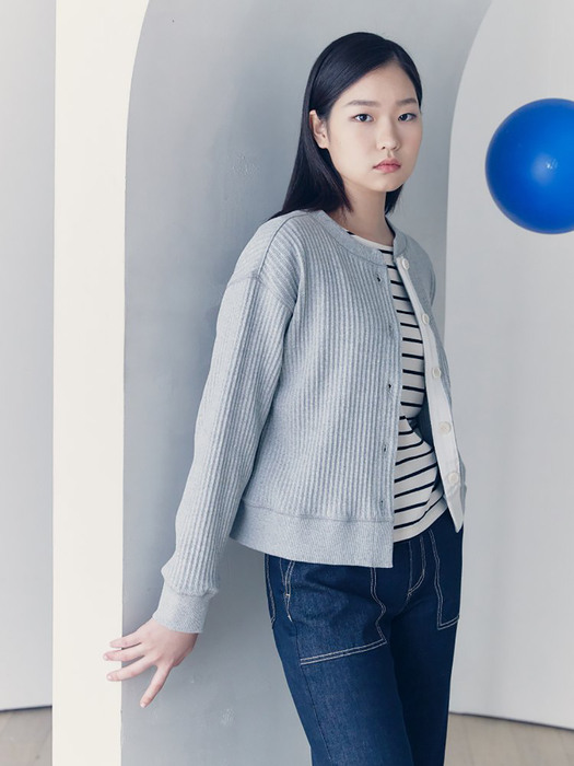 Rib Jersey Cardigan  Light Grey (KE1140M012)