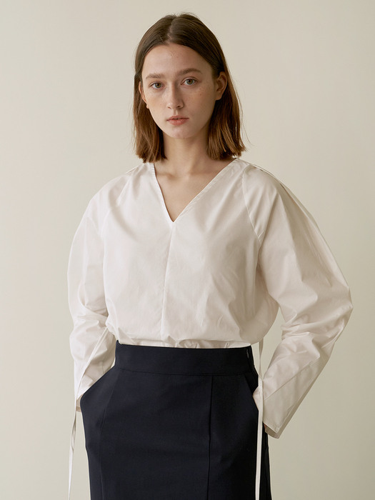 Volume cotton blouse - White