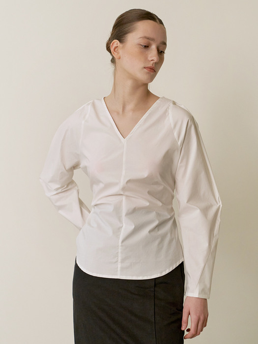 Volume cotton blouse - White