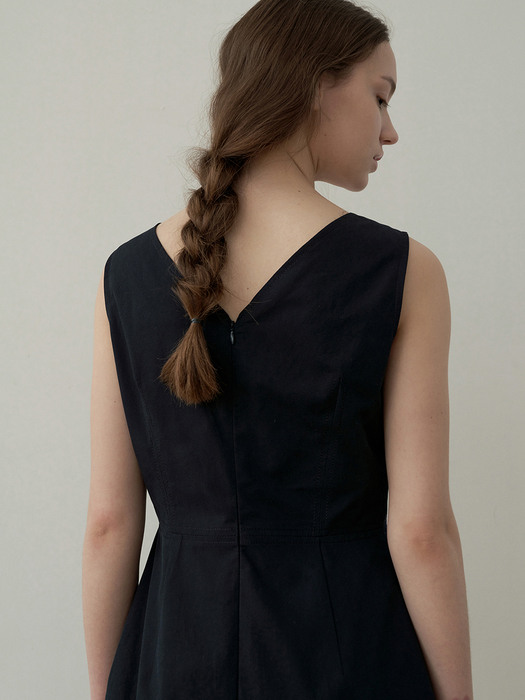 cotton silhouette dress (dark navy)