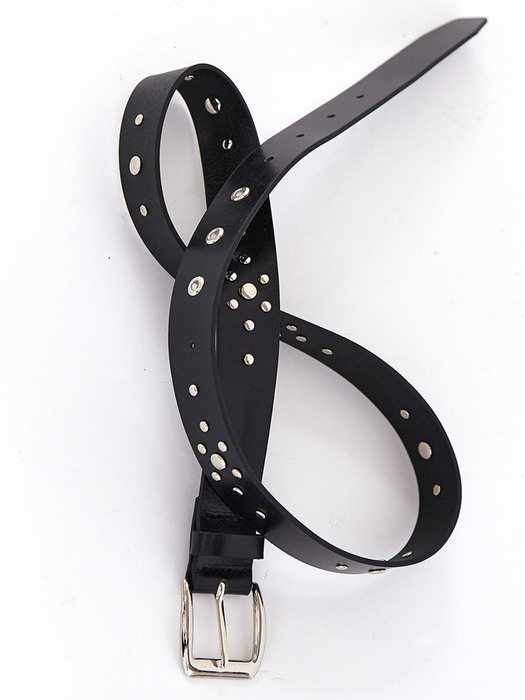 BLACK metal detail leather belt(NA001)