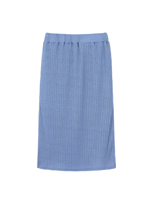 Metal Knit Banded Midi Skirt in Blue VW1MS078-22