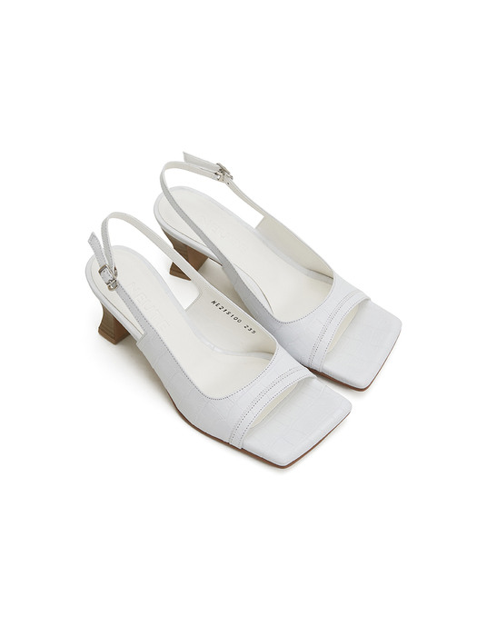 60mm Roxanne Square Toe Sandal (White)