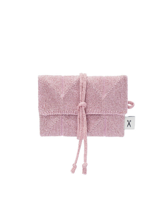 Lucky Pleats Knit Card Wallet Rosegold