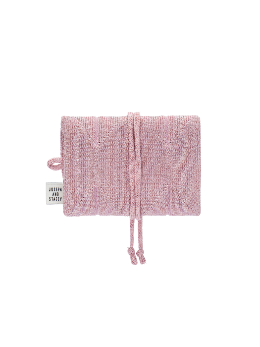 Lucky Pleats Knit Card Wallet Rosegold
