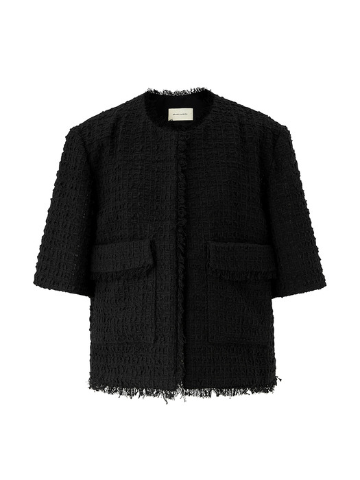 Half-sleeve tweed jacket - Black